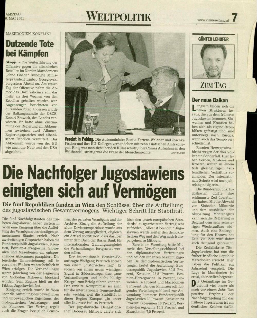 Die Nachfolger Jugoslawiens einigten sich auf Vermögen