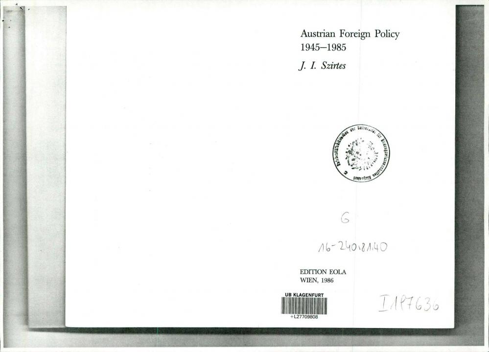 Austrian Foreign Policy 1945–1985