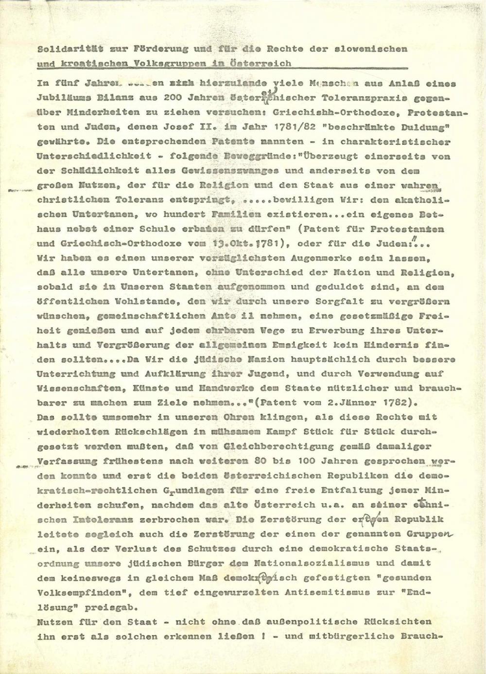 Solidarität zur Förderung und für die Rechte der slowenischen und kroatischen Volksgruppen in Österreich