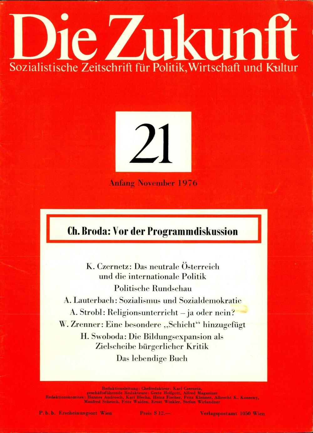Die Zukunft - Sozialistische Zeitschrift für Politik, Wirtschaft und Kultur, Heft 21