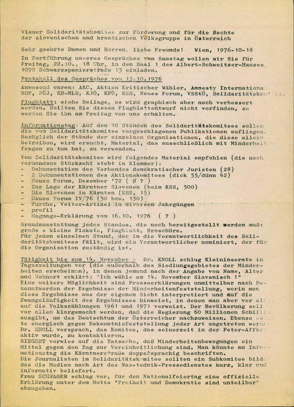 Wiener Solidaritätskomitee zur Forderung und für die Rechte der slovenischen und kroatischen Volksgruppe in Österreich