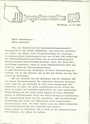 Dopis: Junge Generation SPÖ  - nosilna