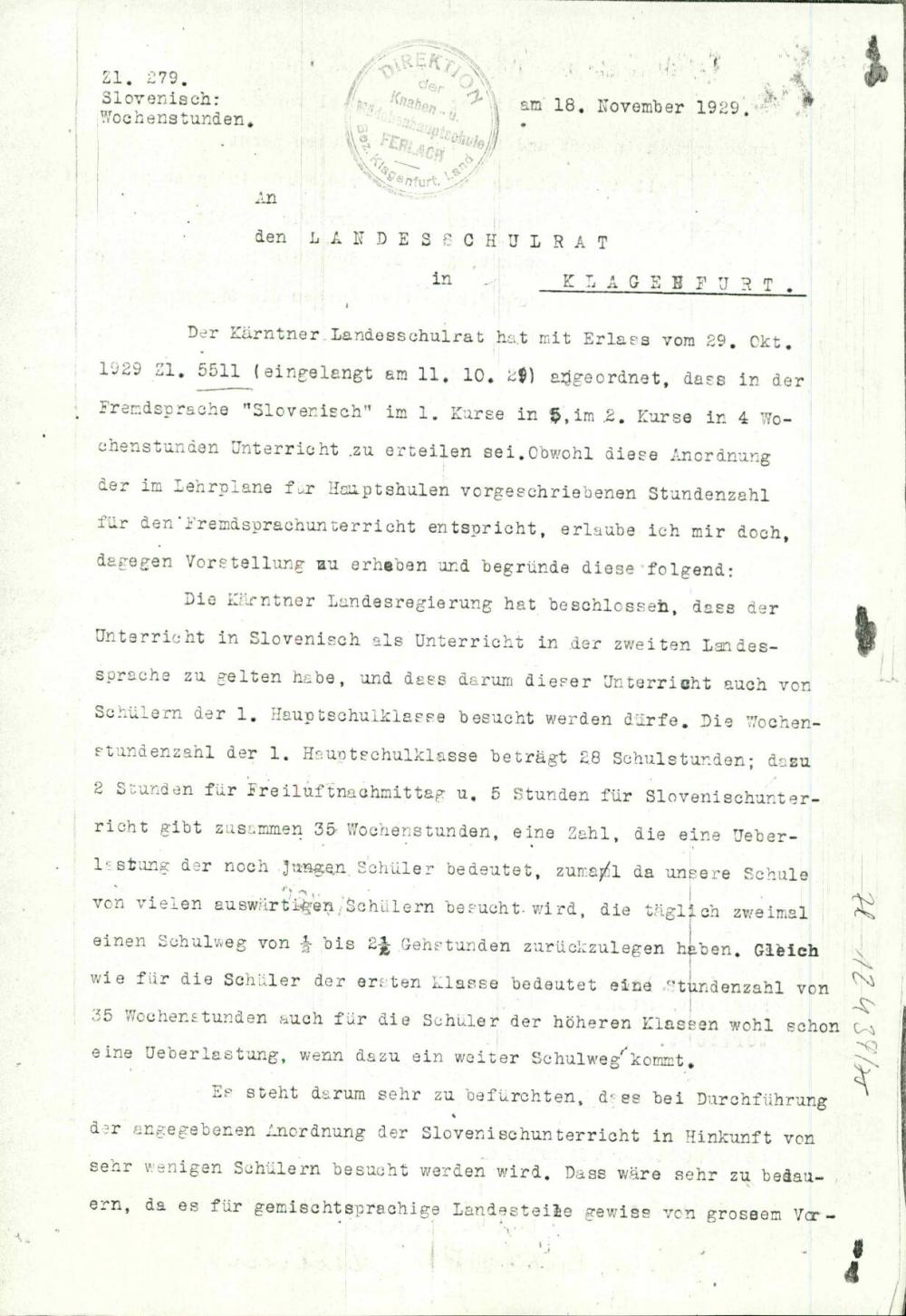 Dopis o pouku slovenskega jezika na avstrijskem Koroškem