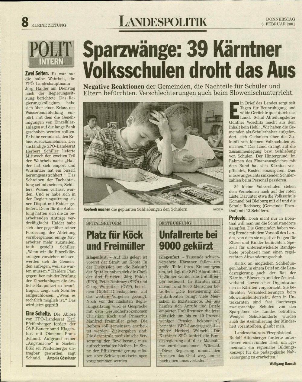 Sparzwänge: 39 Kärntner Volksschulen dro... - nosilna
