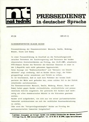 Slowenenvertreter klagen Haider  - nosilna