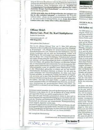 Javno pismo o članku z naslovom "Gedämpf...  - nosilna