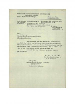 Dopis: Sondertagung des Gauamtes für Vol...  - nosilna