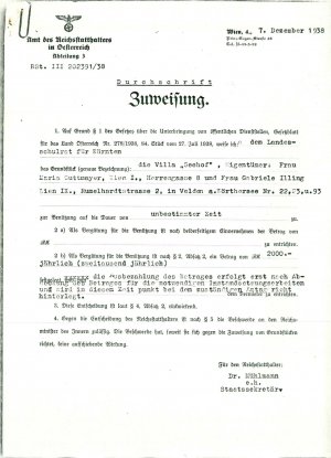 Dopis: Durchschrift: Zuweisung / Odločba...  - nosilna