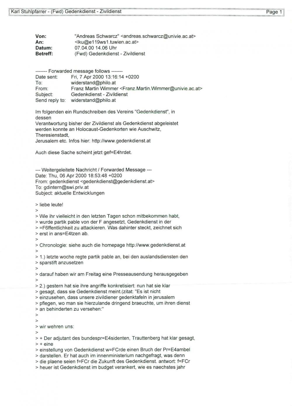 Gedenkdienst-Verein zur Leistung eines Gedenkdienstes an Holocaust-Gedenkstaetten