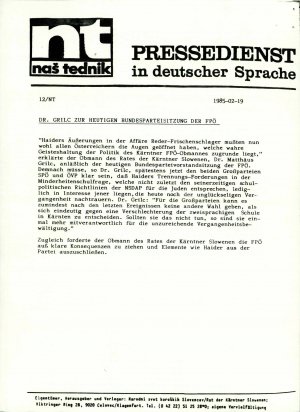 Dr. Grilc zur heutigen Bundesparteisitzu...  - nosilna