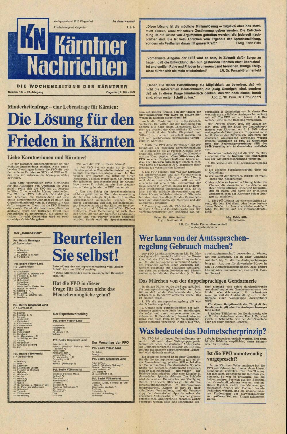 Kärntner Nachrichten, št. 10a