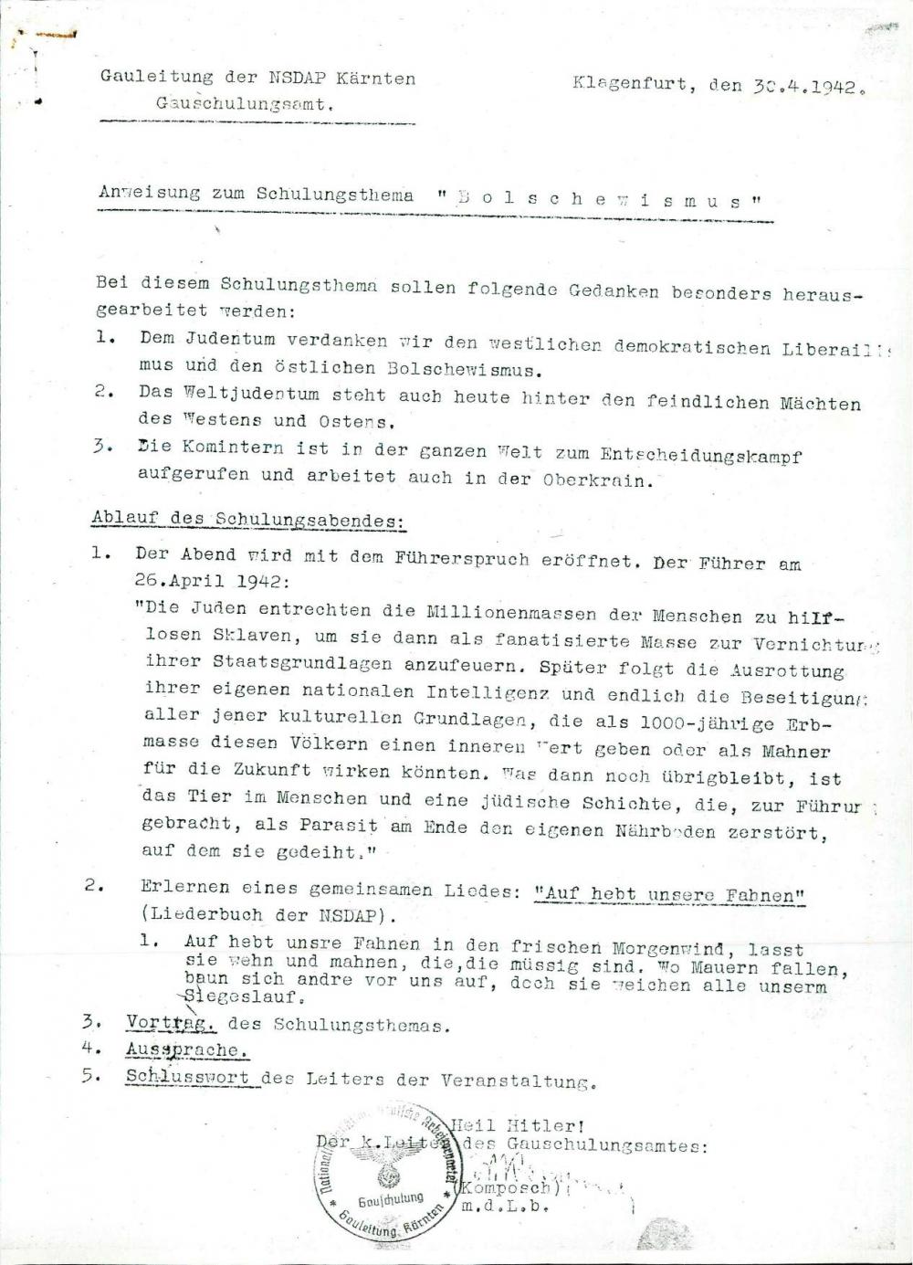 Anweisung  zum Schulungsthema "Bolschewi... - nosilna