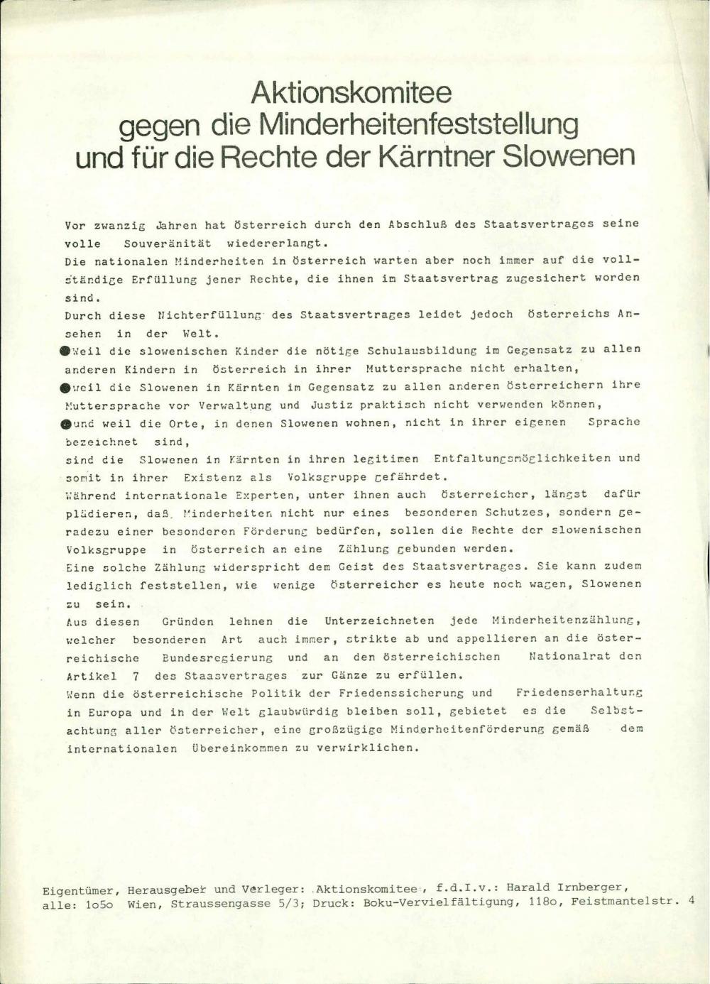 Aktionskomitee gegen die Minderheitenfeststellung und für die Rechte der Kärntner Slowenen