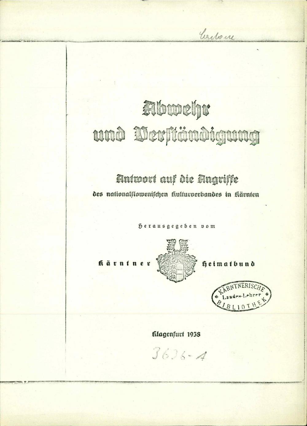 Abwehr und Verständigung : Antwort auf d... - nosilna