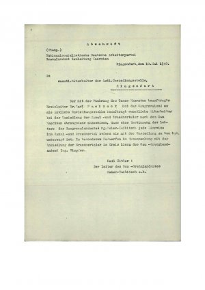 Naslovnik: Mitarbeiter der Amtl. Umsiedl...  - nosilna