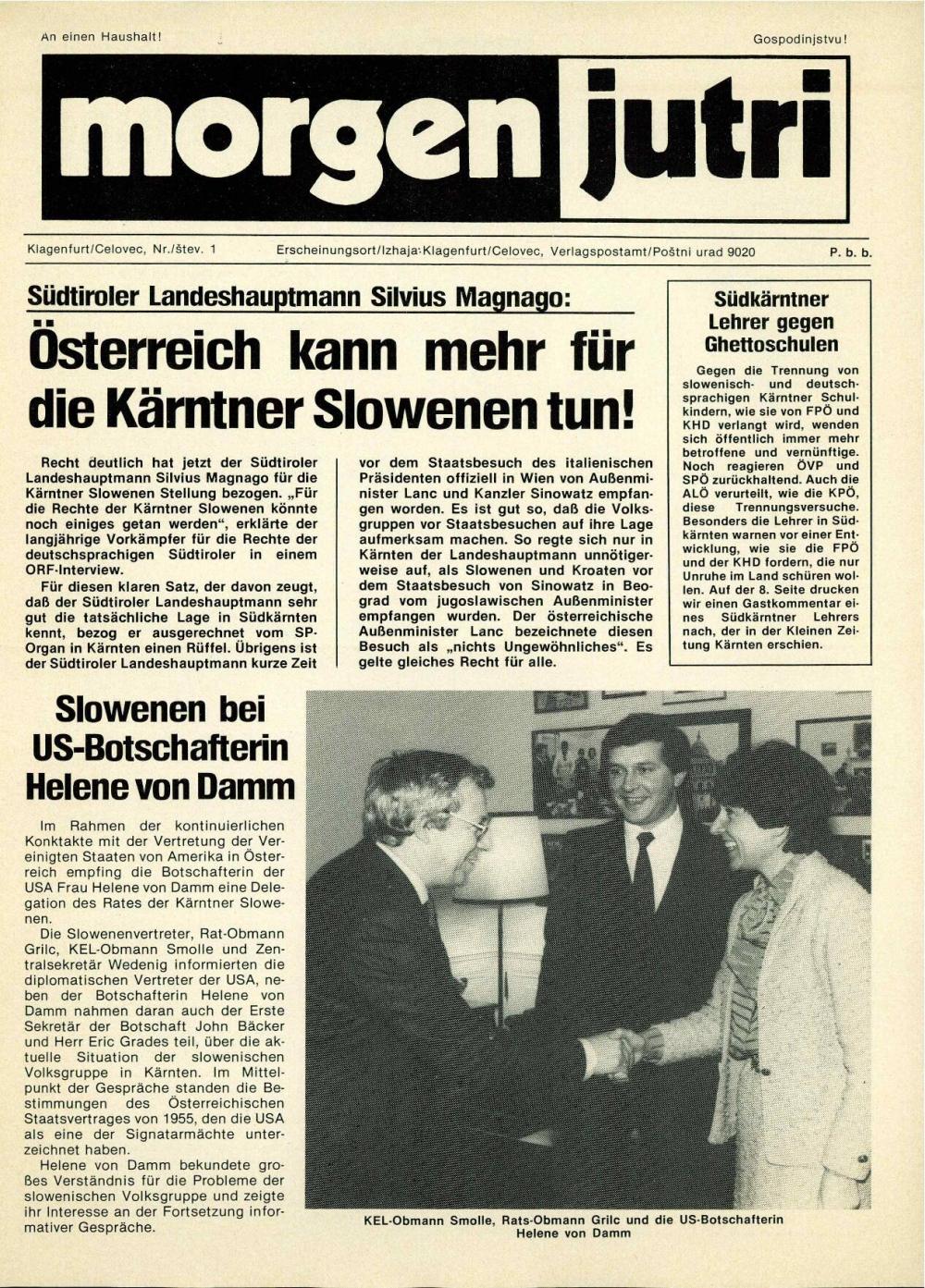 Morgen / Jutri, Nr. 1 - nosilna