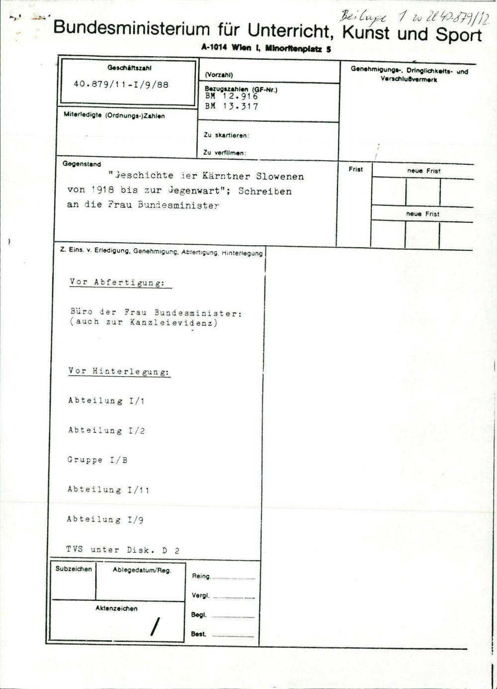 Pismo "Geschichte der Kärntner Slowenen"