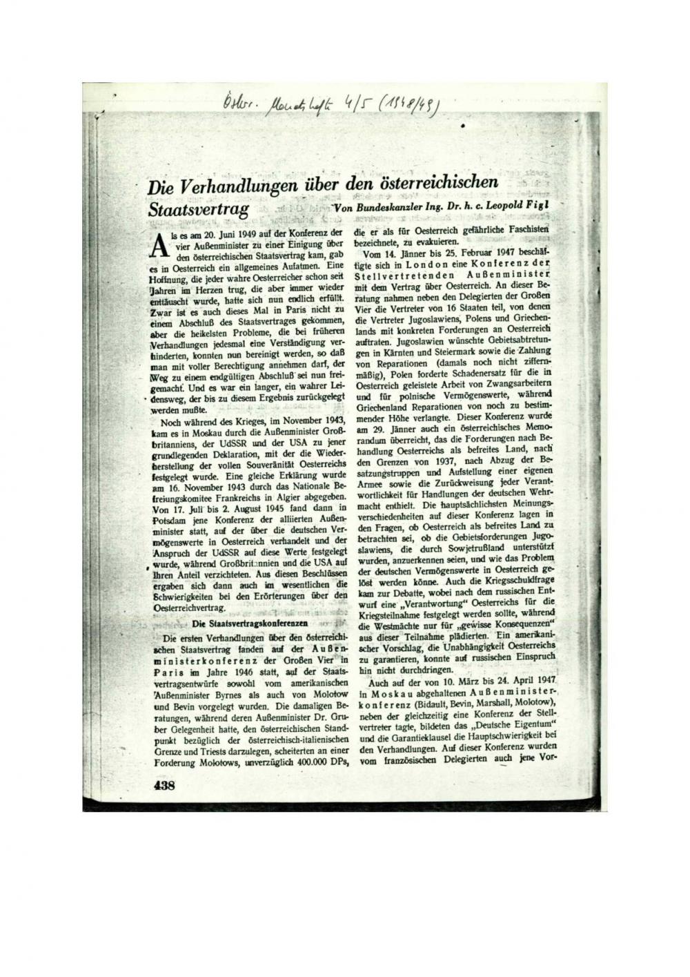 Die Verhandlungen über den österreichischen Staatsvertrag
