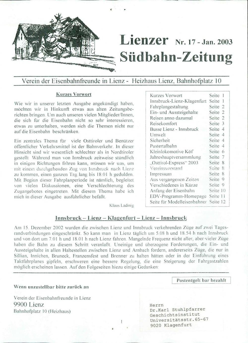 Lienzer Südhahn-Zeitung - nosilna
