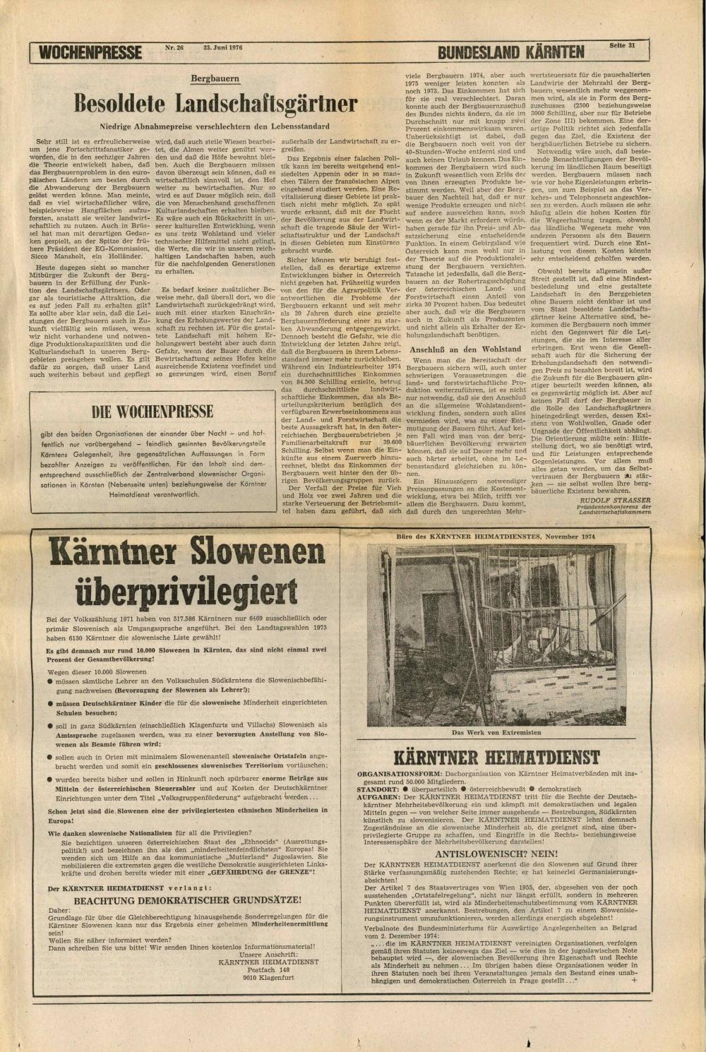 Kärntner Heimatdienst: Kärntner Slowenen überprivilegiert