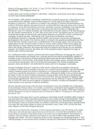 Language and Nationalism in Carinthia: G...  - nosilna