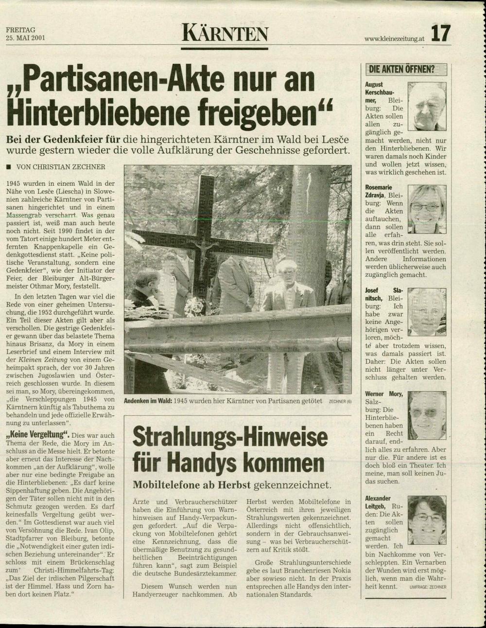"Partisanen-Akte nur an Hinterbliebene freigeben"