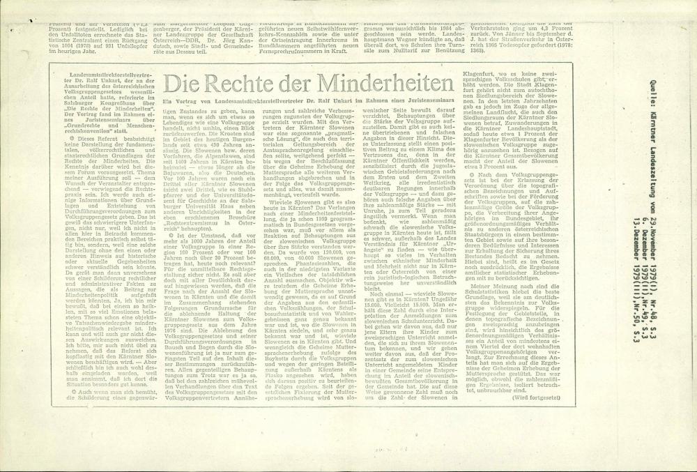 Die Rechte der Minderheiten, 1. Teil
