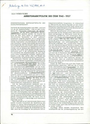 Arbeitsmarktpolitik des ÖGB 1945-1957  - nosilna