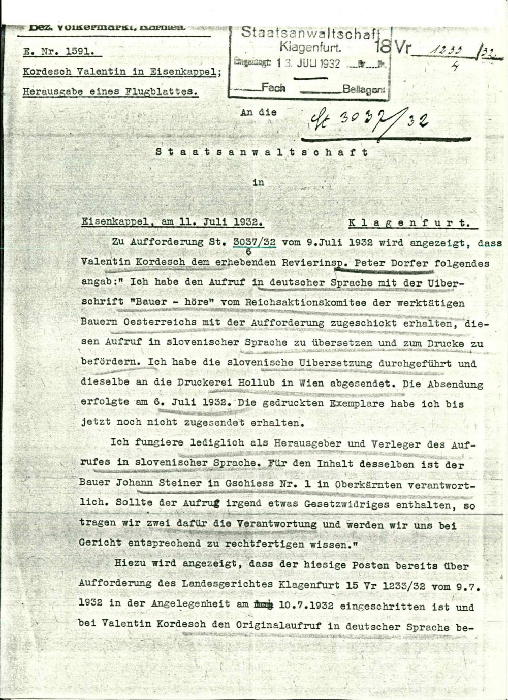 Herausgabe eines Flugblattes