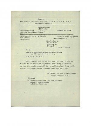 Dopis: Eingelaufen am 19. Februar 1942  - nosilna