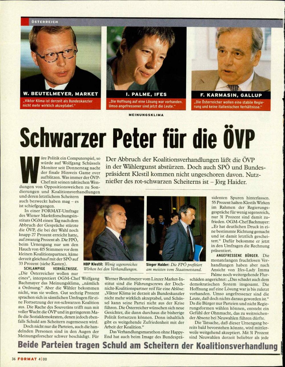 Schwarzer Peter für die ÖVP