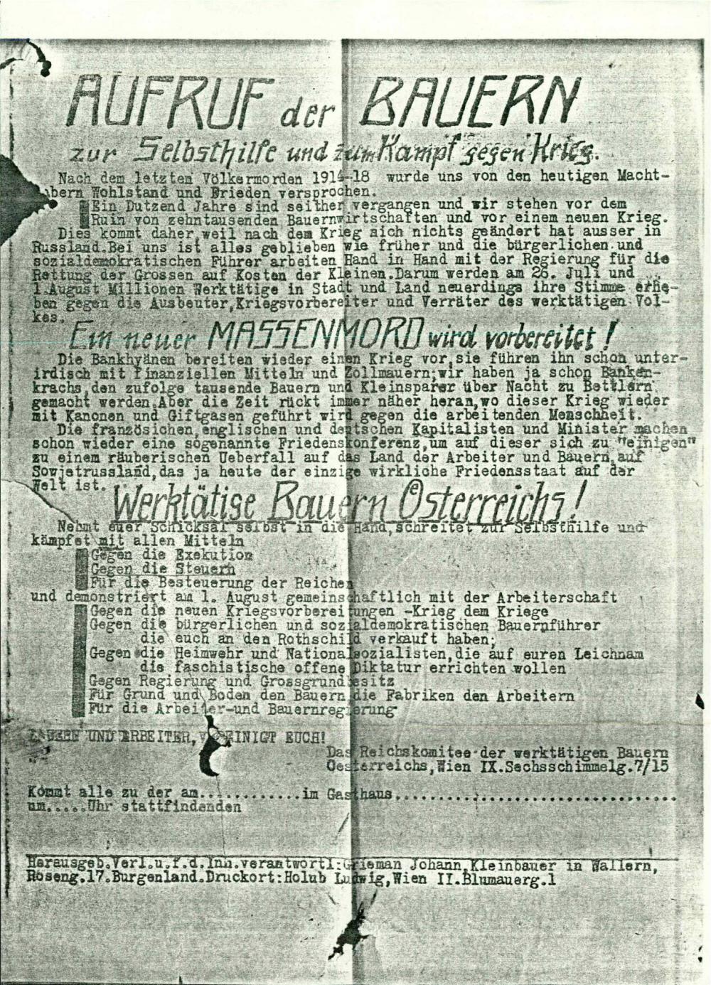 Aufruf der Bauern
