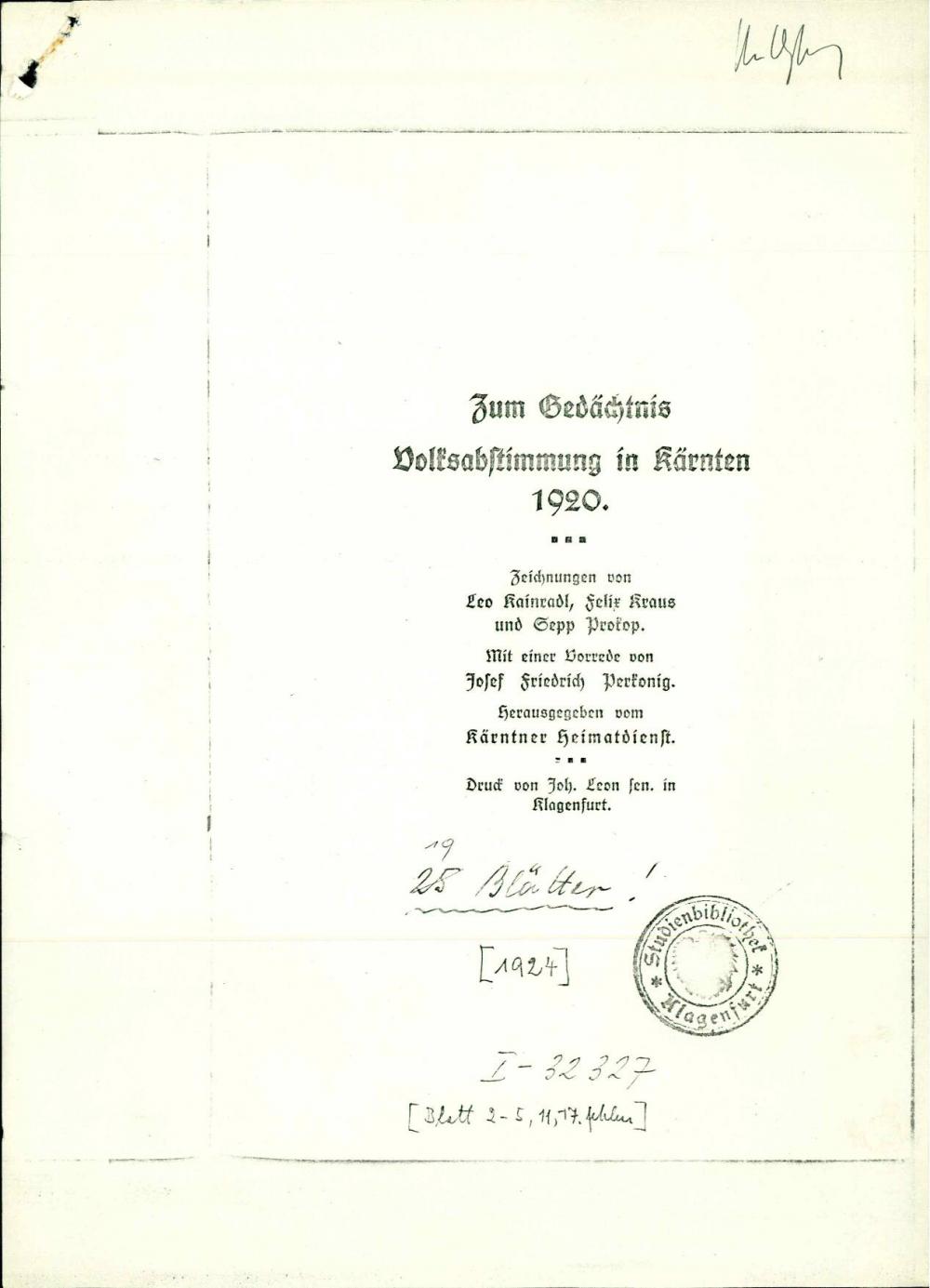 Zum Gedächtnis Volksabstimmung in Kärnten 1920