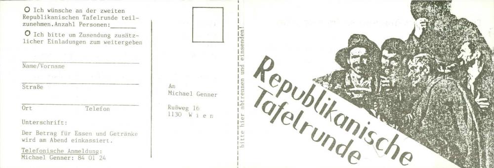 Einladung zur Zweiten Republikanischen Tafelrunde in Wien