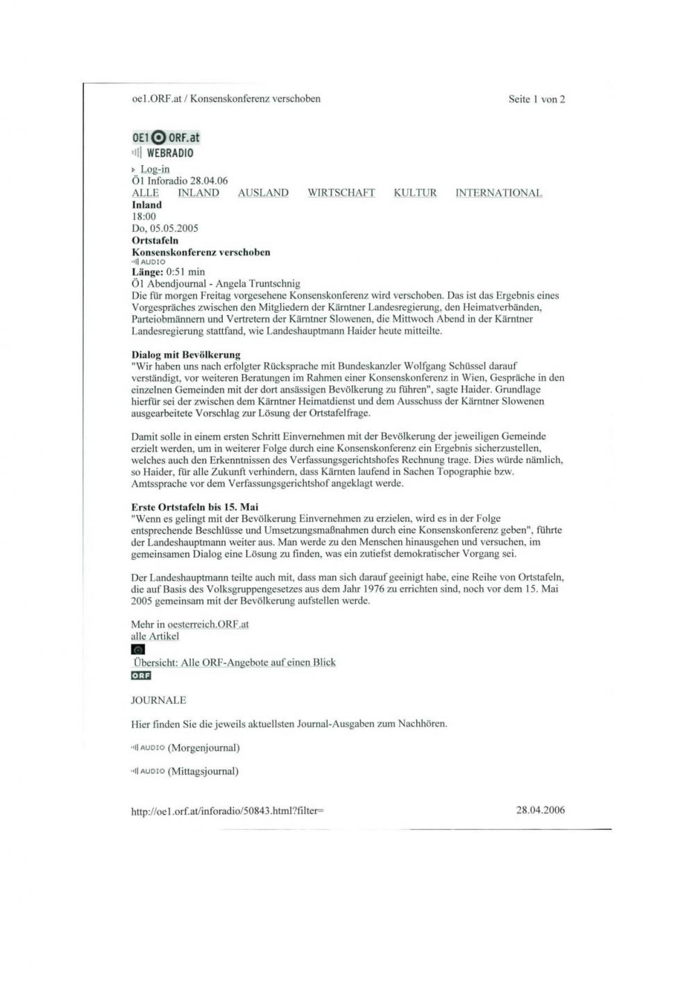 WEBRADIO: Ortstafeln - Konsenskonferenz ... - nosilna