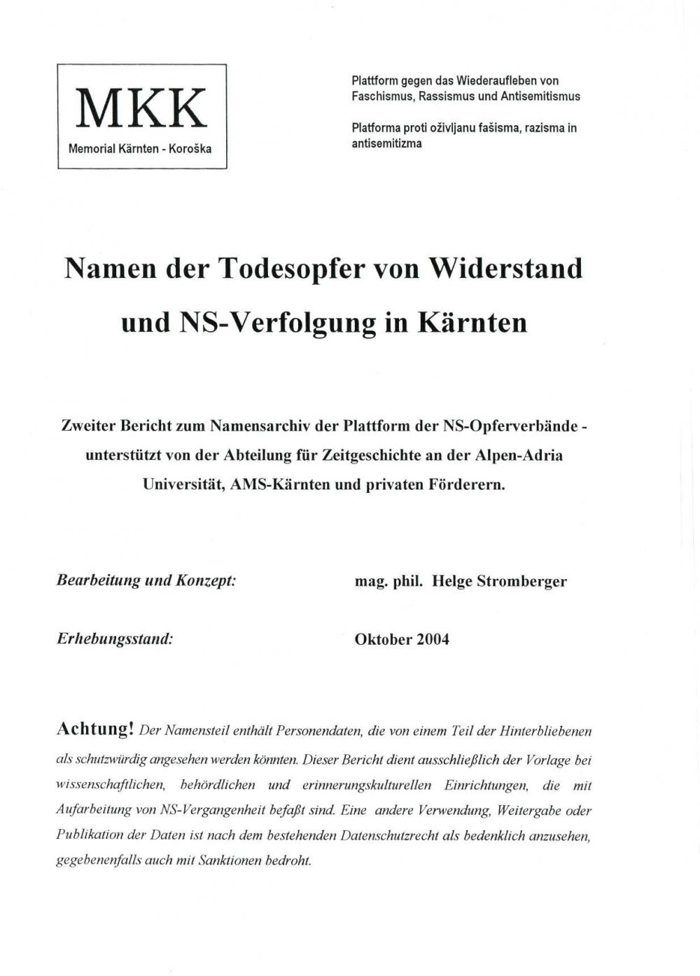 Namen  der Todesopfer von Widerstand und... - nosilna