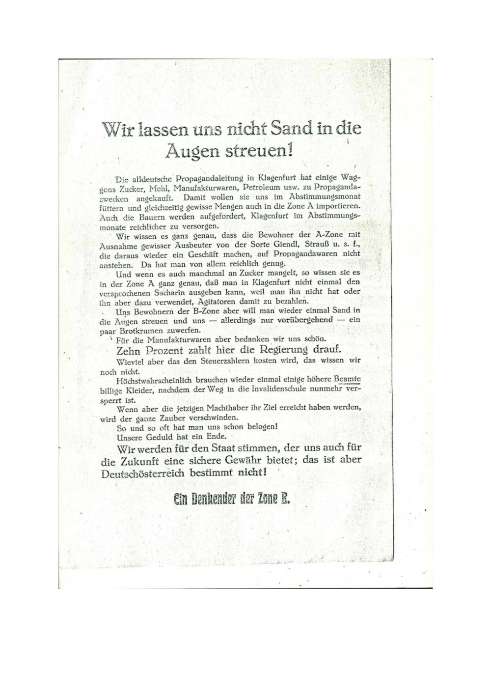 Wir lassen uns nicht Stand in die Augen streuen!