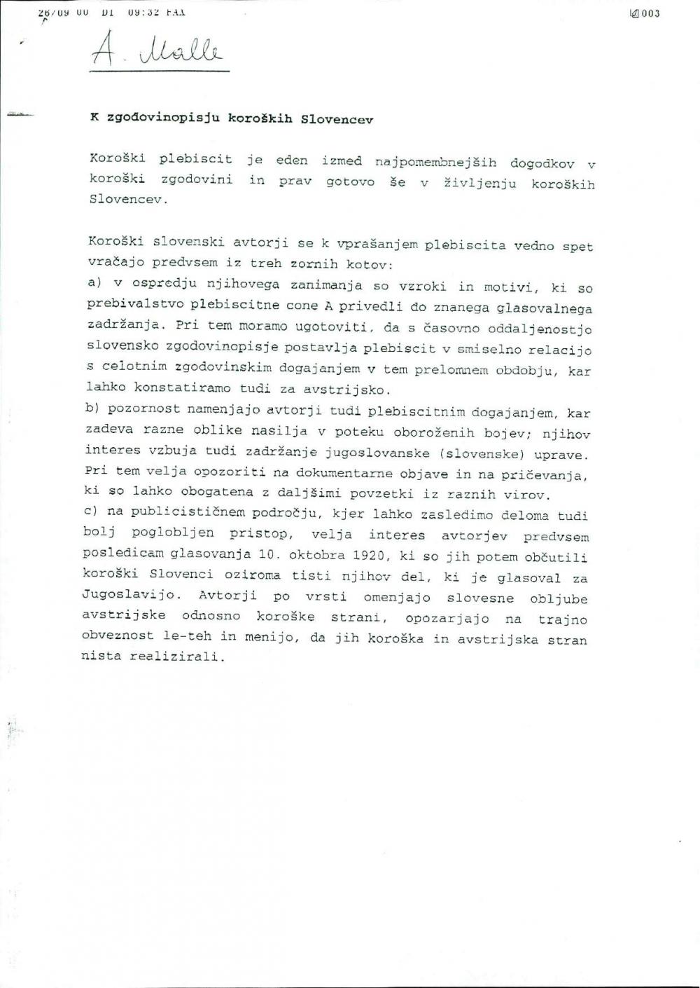 K zgodovinopisju koroških Slovencev - nosilna