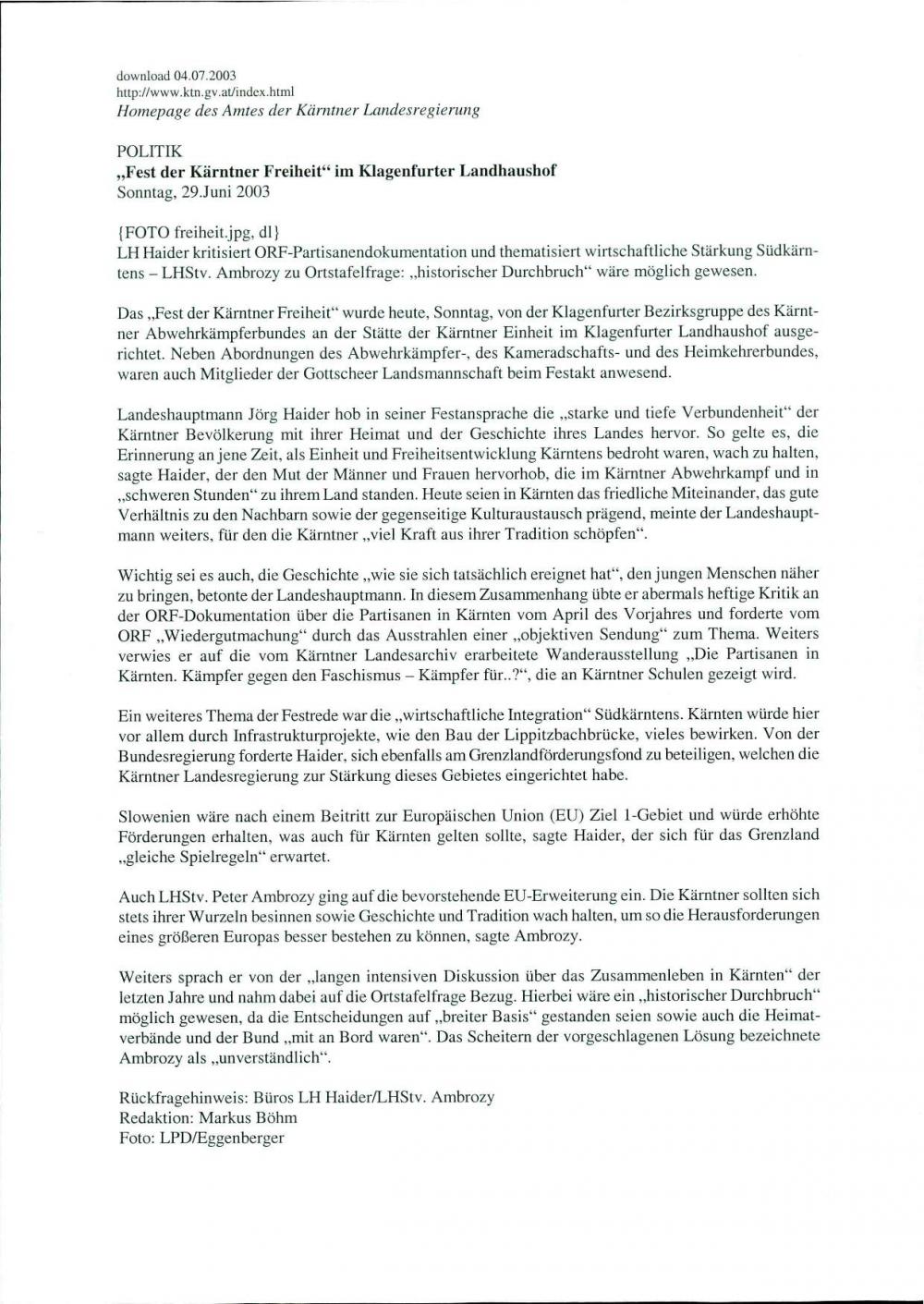 „Fest der Kärntner Freiheit" im Klagenfu... - nosilna