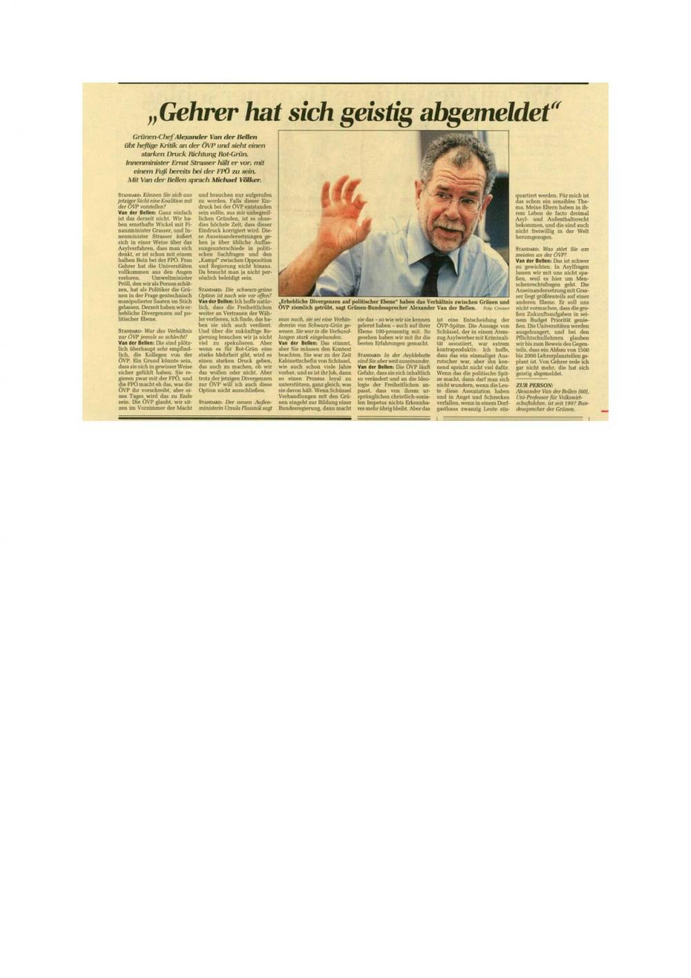 Alexander Van der Bellen - »Gehrer hat s... - nosilna