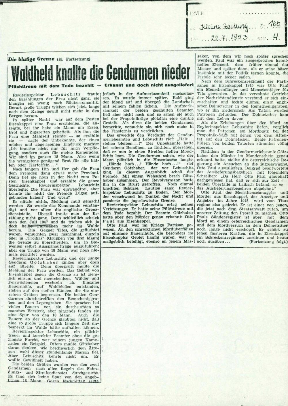 Die blutige Grenze (15. Fortsetzung): Waldheld knallte die Gendarmen nieder
