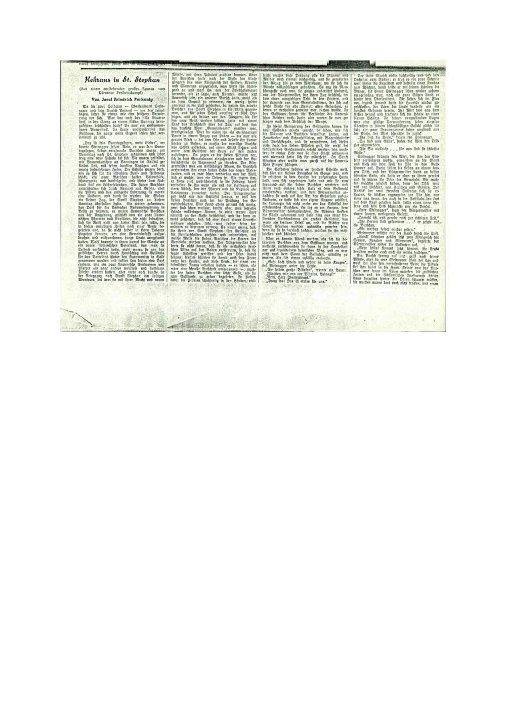 Kehraus in St. Stephan (Aus einem entstehenden großen Roman vom Kärntner Freiheitskampf)