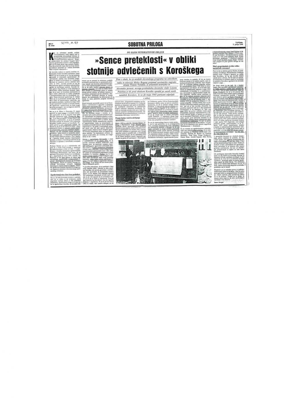 »Sence preteklosti« v obliki  stotnije odvlečenih s Koroškega