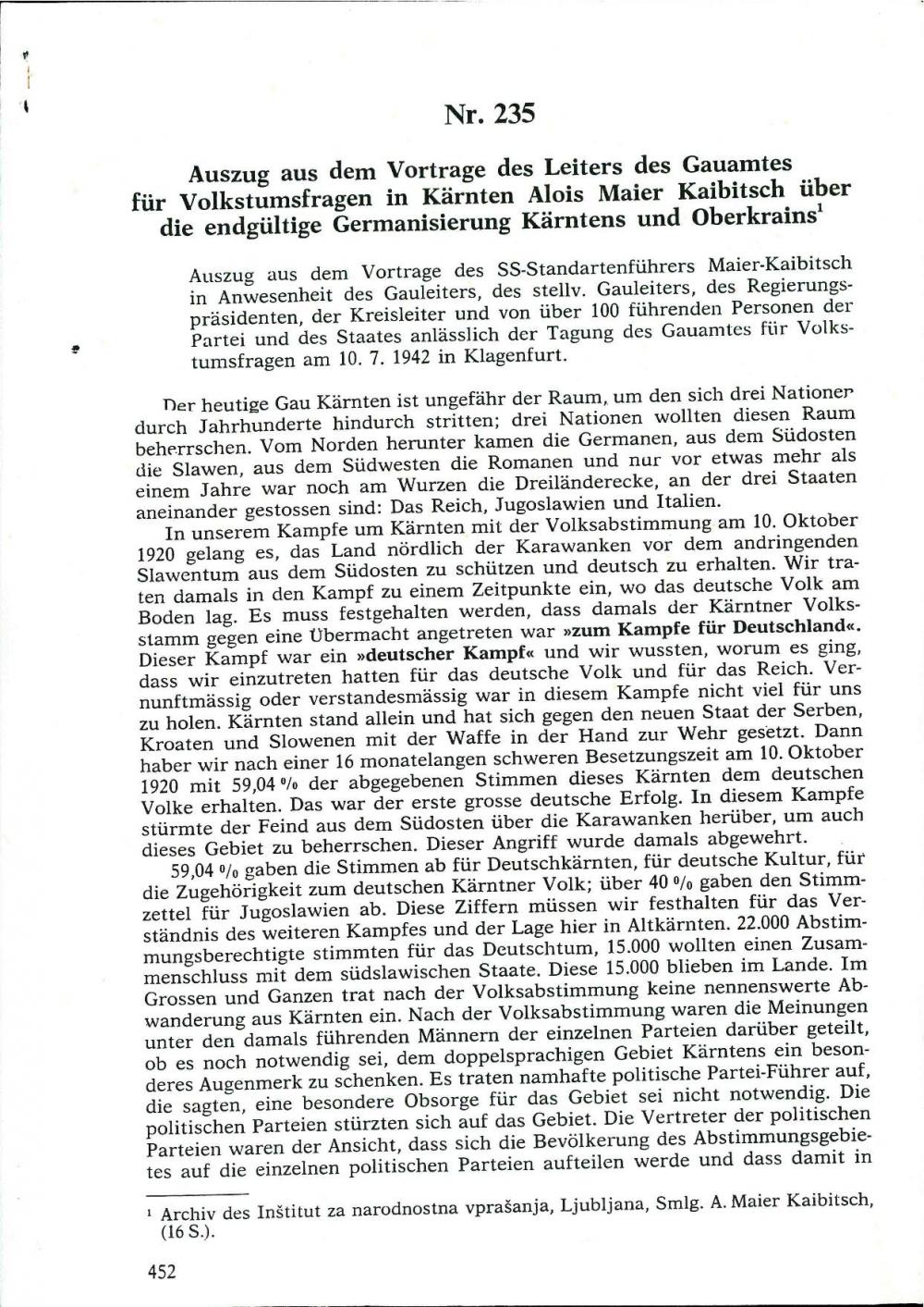 Auszug  aus dem Vortrage des Leiters des... - nosilna