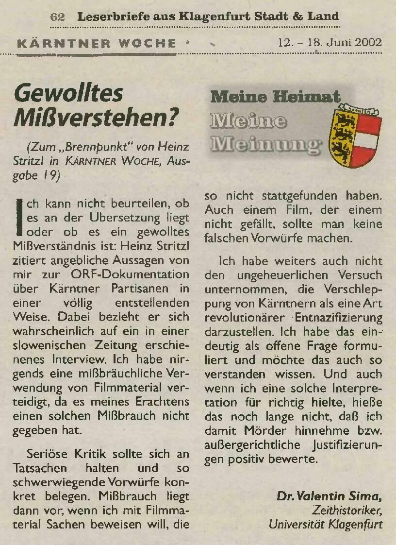 Gewolltes Mißverstehen?
