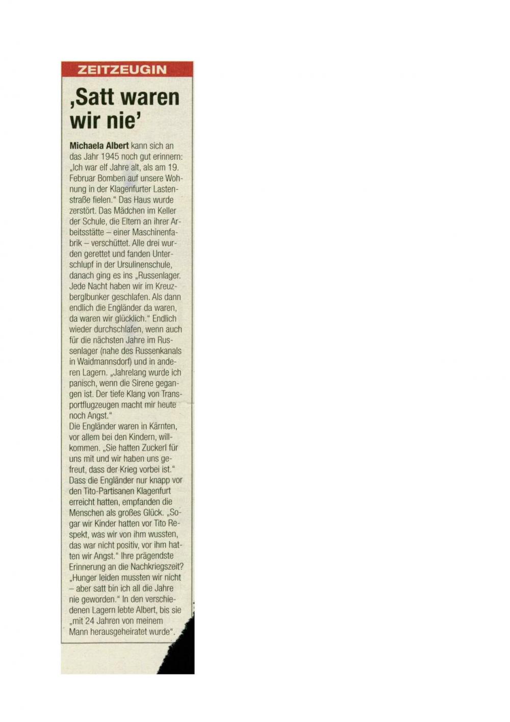 ,Satt waren wir nie'