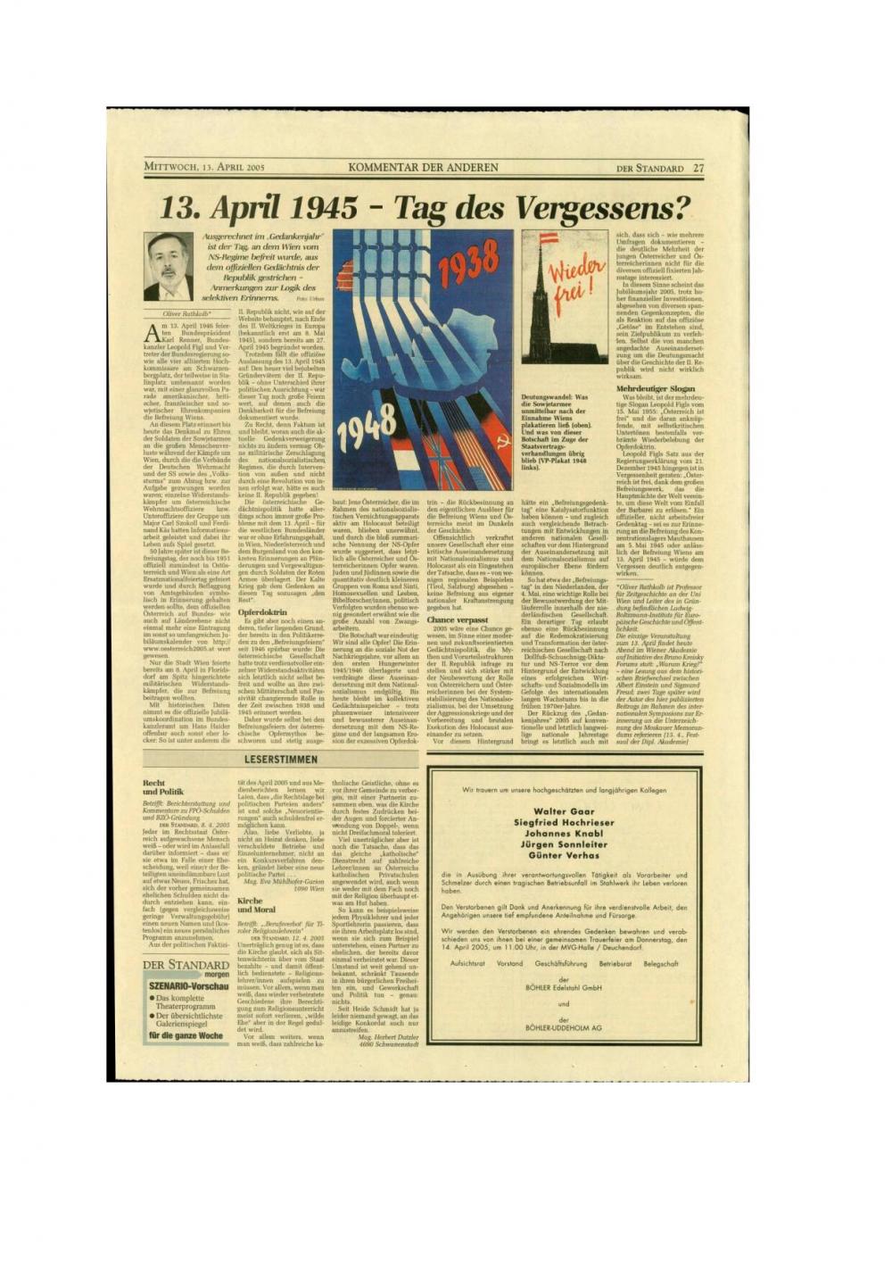 13. April 1945 - Tag des Vergessens?