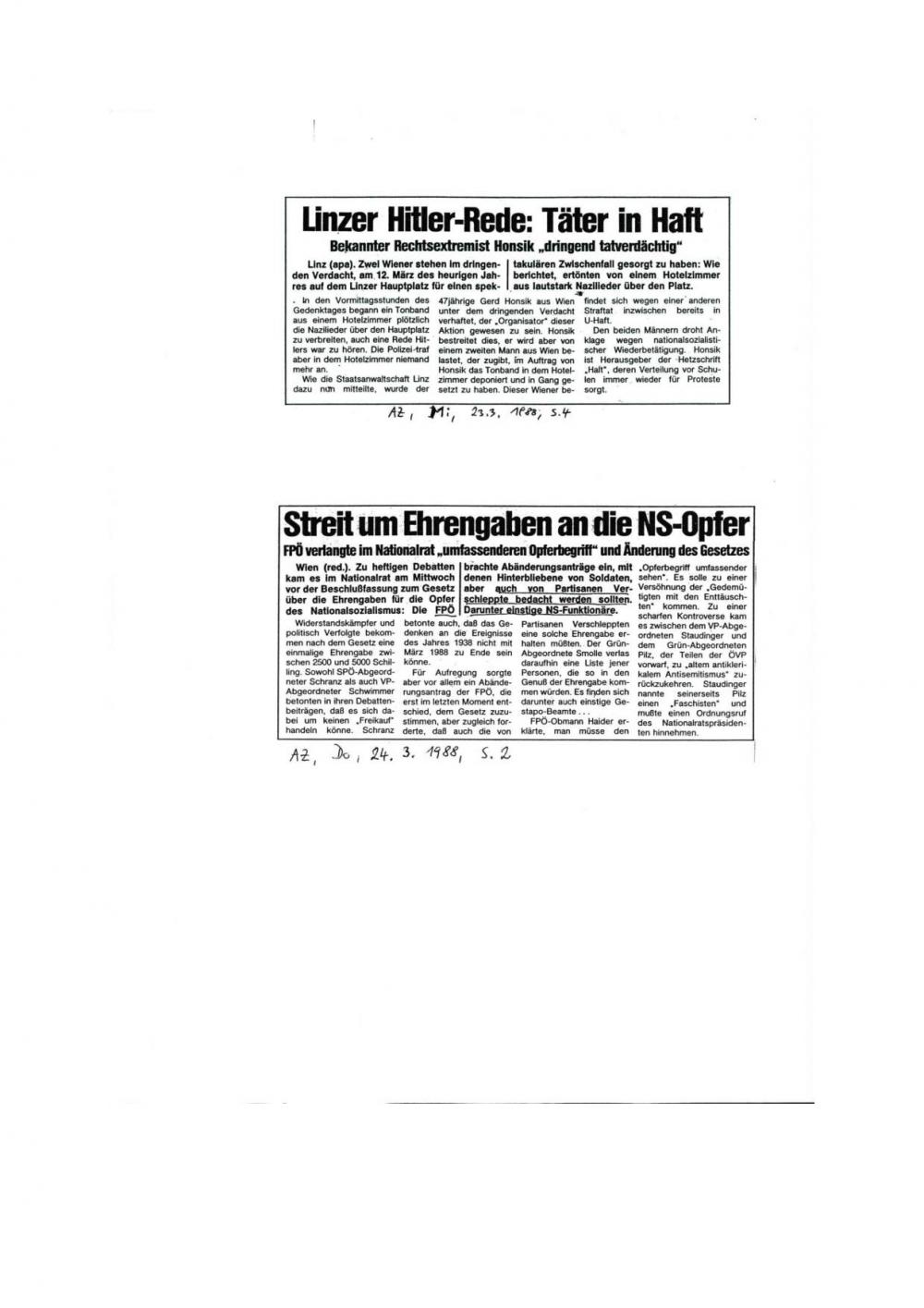 Streit um Ehrengaben an die NS - Opfer - nosilna