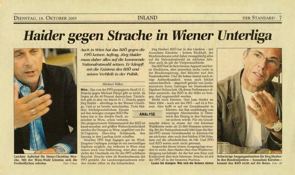 Haider  gegen Strache in Wiener Unterliga