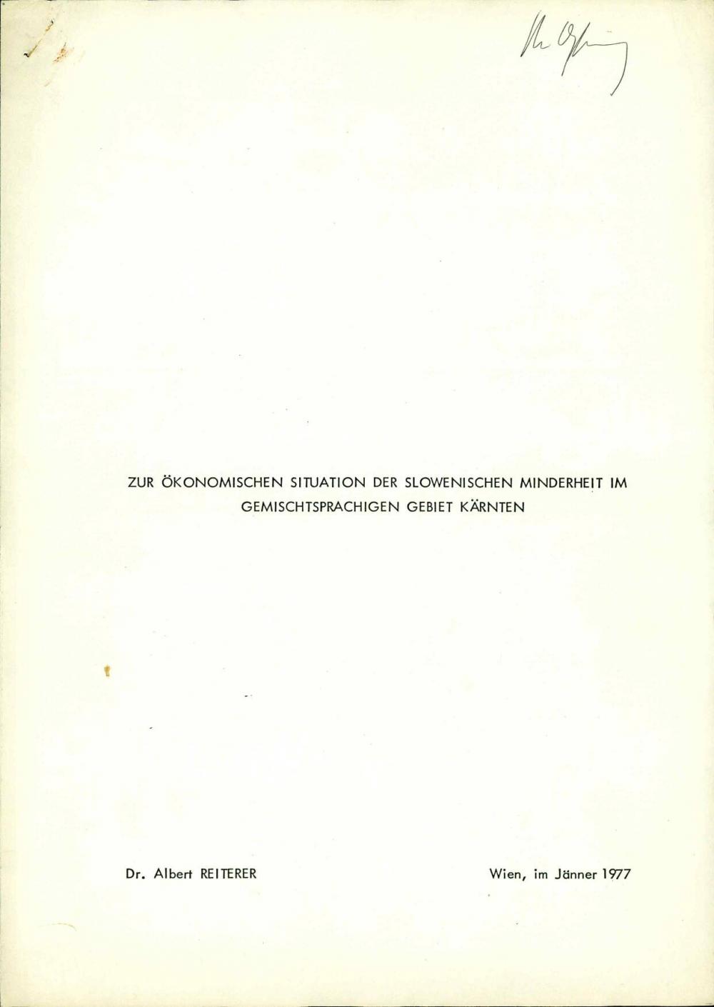 Zur ökonomischen Situation der slowenischen Minderheit im gemischtsprachigen Gebiet Kärnten
